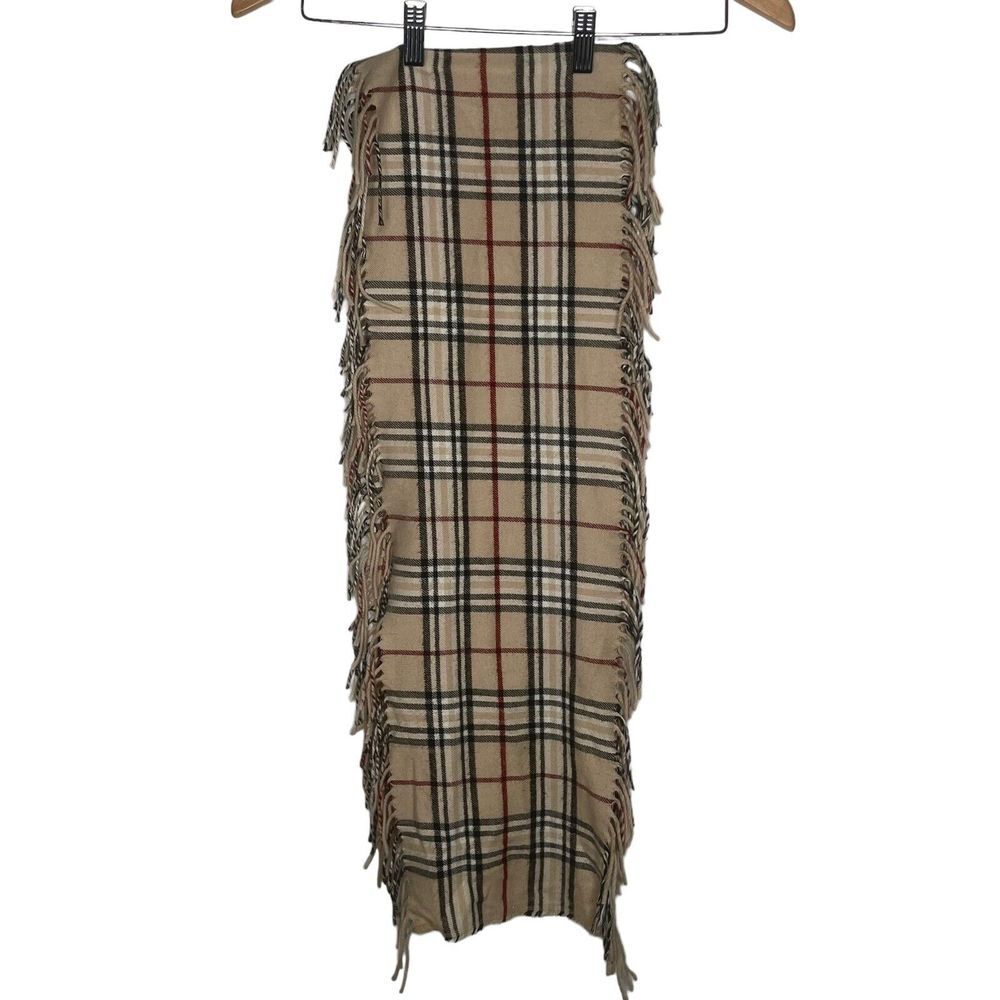 Unisex Adult Plaid Scarf Cashmink By V Fraas Fringe Trim Acrylic Preppy‎ Striped